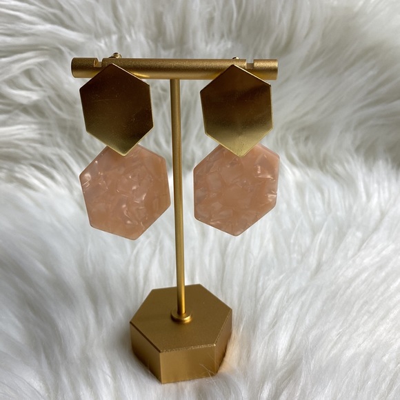 Boutique Pink and Gold Geometrical Earrings - Picture 3 of 3